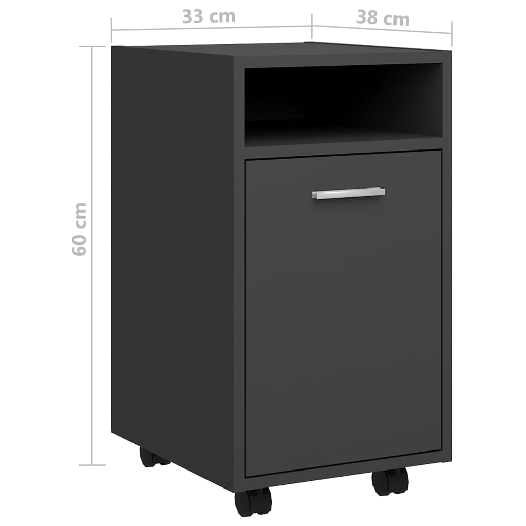 Βοηθητικό Ντουλάπι με Τροχούς Γκρι 33x38x60 εκ. από Μοριοσανίδα