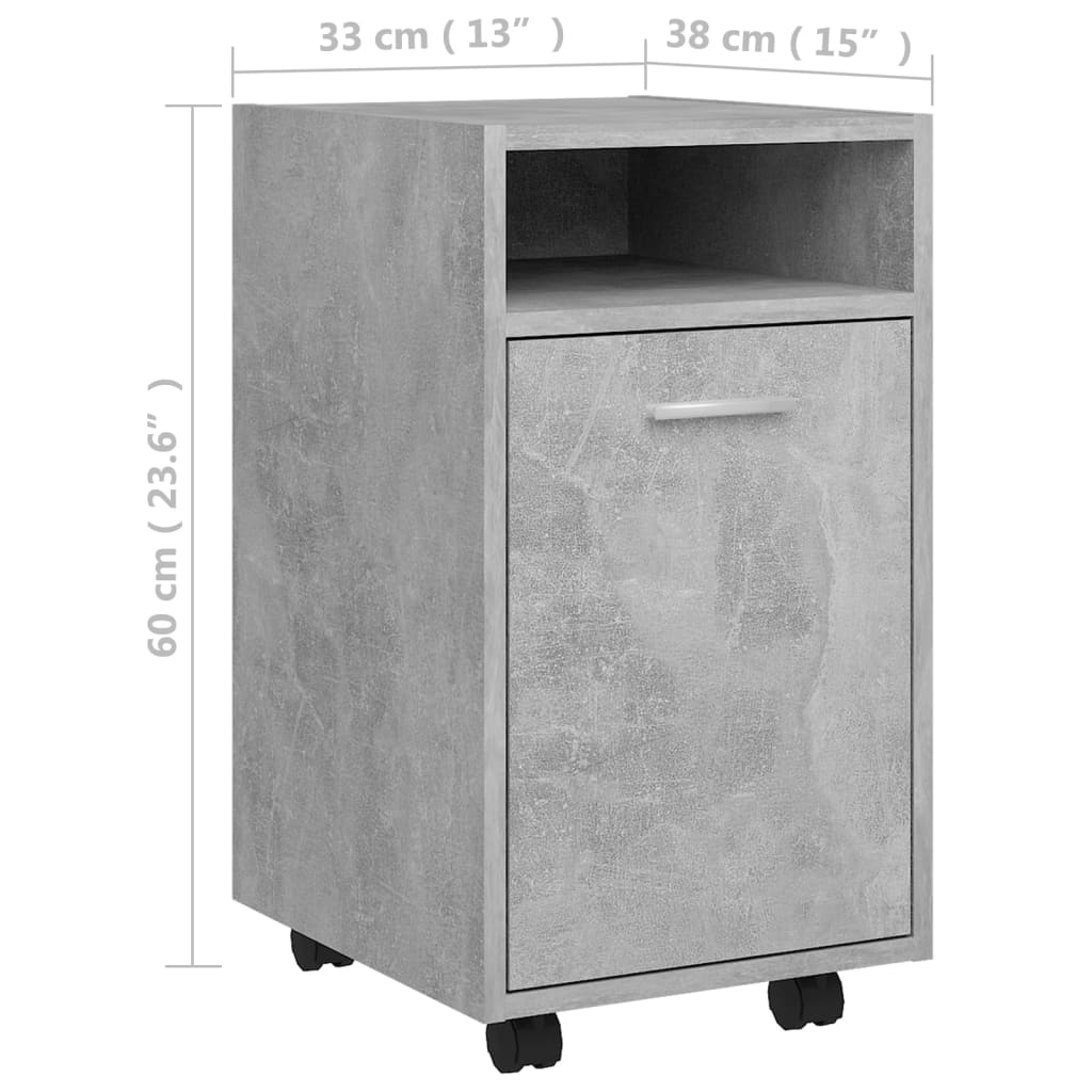 Βοηθητικό Ντουλάπι με Τροχούς Γκρι Σκυρ 33x38x60 εκ Επεξ. Ξύλο - Pakobazaar
