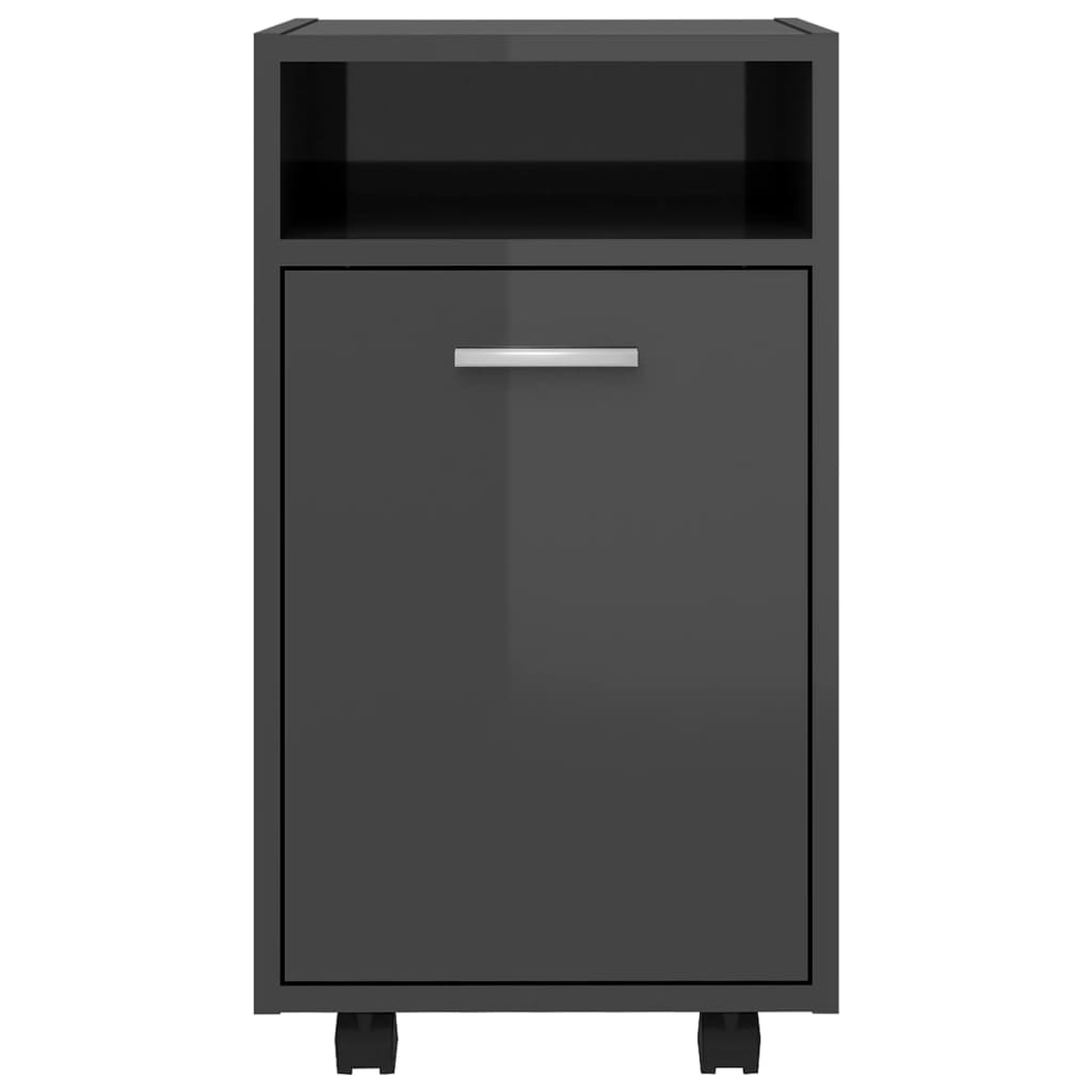 Βοηθητικό Ντουλάπι με Τροχούς Γυαλ. Γκρι 33x38x60εκ Μοριοσανίδα