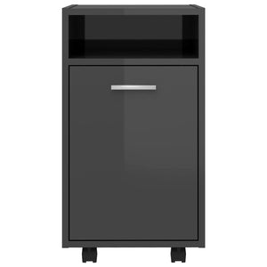 Βοηθητικό Ντουλάπι με Τροχούς Γυαλ. Γκρι 33x38x60εκ Μοριοσανίδα
