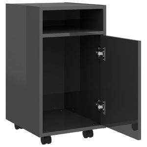 Βοηθητικό Ντουλάπι με Τροχούς Γυαλ. Γκρι 33x38x60εκ Μοριοσανίδα