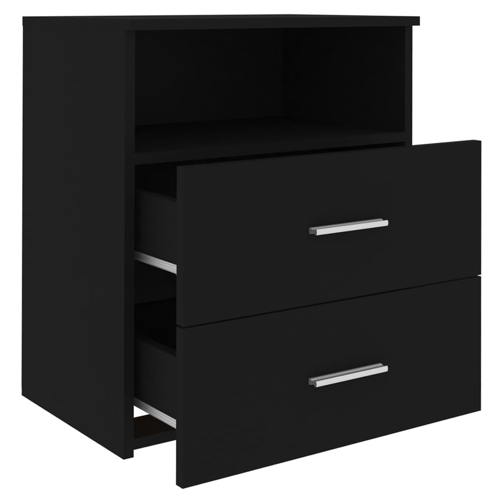Κομοδίνα 2 τεμ. Μαύρα 50 x 32 x 60 εκ. - Pakobazaar