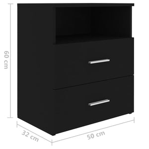 Κομοδίνα 2 τεμ. Μαύρα 50 x 32 x 60 εκ. - Pakobazaar