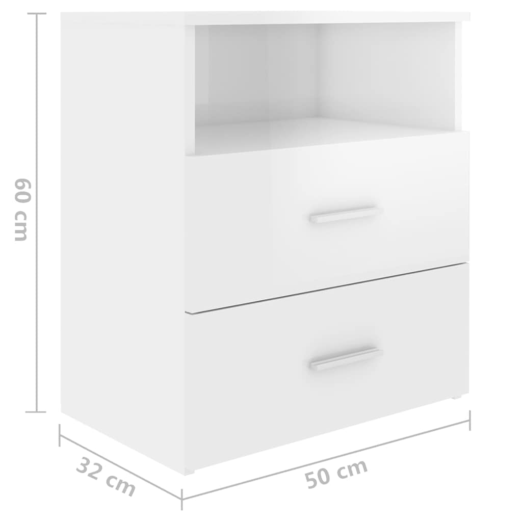 Κομοδίνο Γυαλιστερό Μαύρο 50 x 32 x 60 εκ.