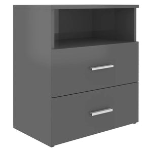 Κομοδίνα 2 τεμ. Γυαλιστερό Γκρι 50 x 32 x 60 εκ. - Pakobazaar