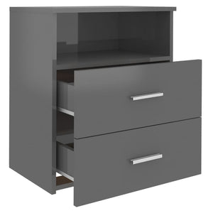 Κομοδίνα 2 τεμ. Γυαλιστερό Γκρι 50 x 32 x 60 εκ. - Pakobazaar