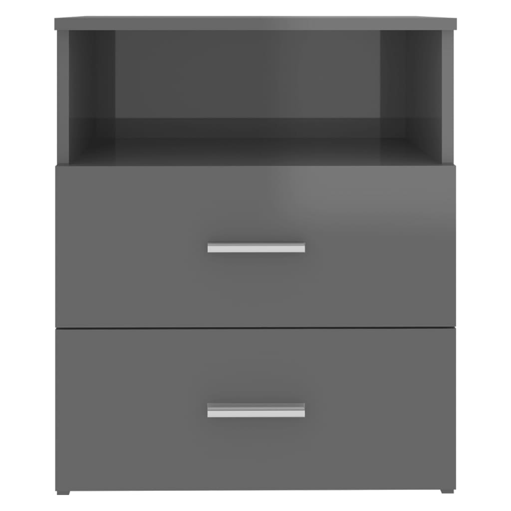 Κομοδίνα 2 τεμ. Γυαλιστερό Γκρι 50 x 32 x 60 εκ. - Pakobazaar
