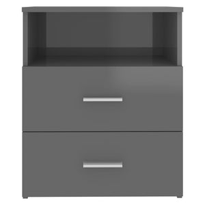 Κομοδίνα 2 τεμ. Γυαλιστερό Γκρι 50 x 32 x 60 εκ. - Pakobazaar