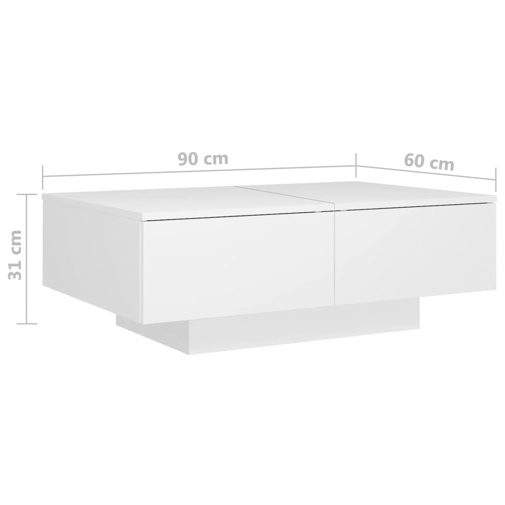 Τραπεζάκι Σαλονιού Λευκό 90 x 60 x 31 εκ. από Επεξ. Ξύλο