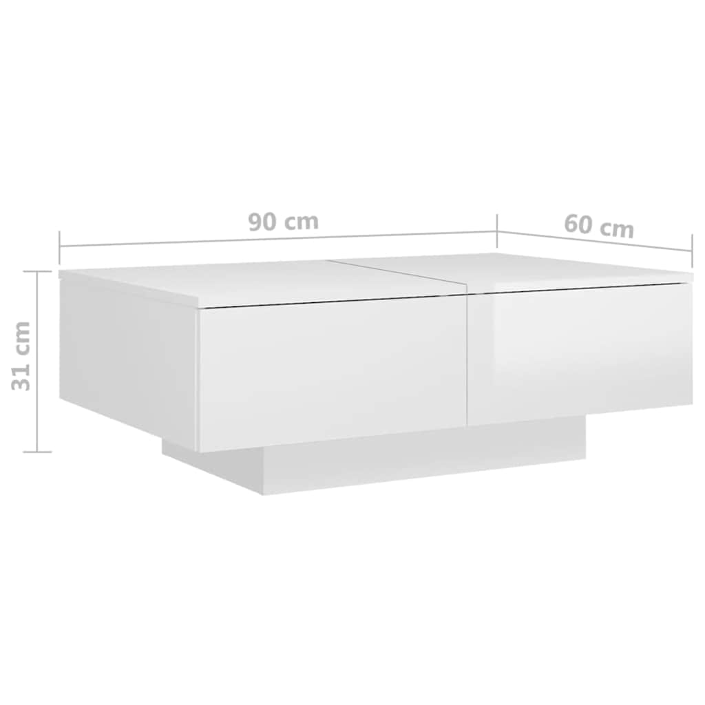 Τραπεζάκι Σαλονιού Γυαλιστερό Λευκό 90x60x31 εκ. Επεξ. Ξύλο