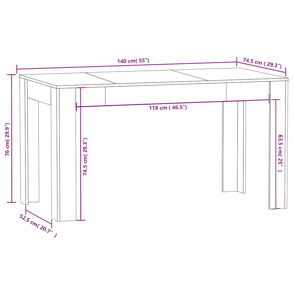 Τραπεζαρία Μαύρη 140 x 74,5 x 76 εκ. από Επεξεργασμένο Ξύλο - Pakobazaar