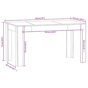 Τραπεζαρία Sonoma Δρυς 140 x 74,5 x 76 εκ. Επεξεργασμένο Ξύλο