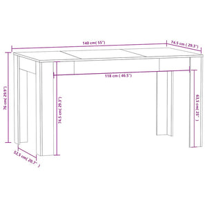 Τραπεζαρία Γκρι Σκυροδέματος 140 x 74,5 x 76 εκ. Επεξ. Ξύλο
