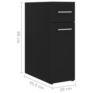 Συρταριέρα Γενικής Χρήσης Μαύρη 20 x 45,5 x 60 εκ. Επεξ. Ξύλο