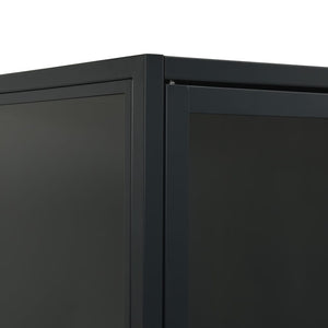 Μπουφές Μαύρος 80 x 35 x 135 εκ. από Ατσάλι και Ψημένο Γυαλί