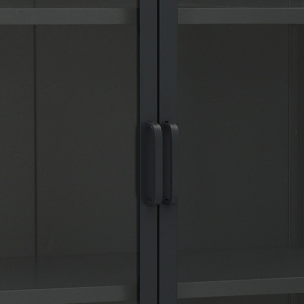 Μπουφές Μαύρος 80 x 35 x 135 εκ. από Ατσάλι και Ψημένο Γυαλί