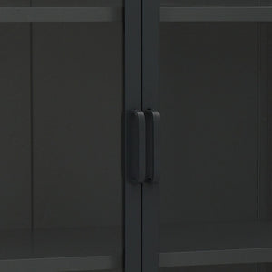 Μπουφές Μαύρος 80 x 35 x 135 εκ. από Ατσάλι και Ψημένο Γυαλί