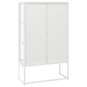 Μπουφές Λευκός 80 x 35 x 135 εκ. από Ατσάλι και Ψημένο Γυαλί - Pakobazaar