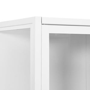 Μπουφές Λευκός 80 x 35 x 135 εκ. από Ατσάλι και Ψημένο Γυαλί - Pakobazaar