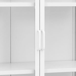 Μπουφές Λευκός 80 x 35 x 135 εκ. από Ατσάλι και Ψημένο Γυαλί - Pakobazaar