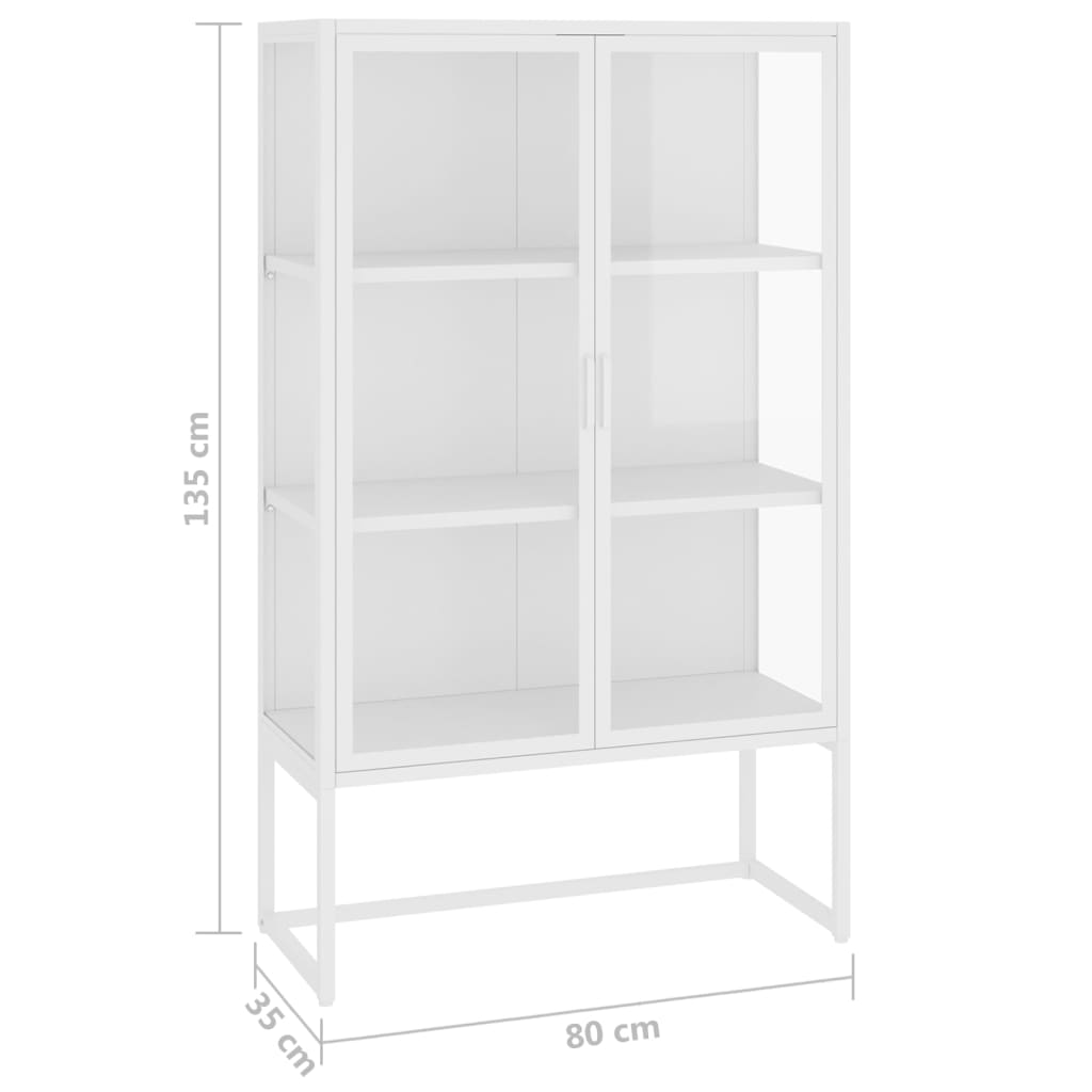 Μπουφές Λευκός 80 x 35 x 135 εκ. από Ατσάλι και Ψημένο Γυαλί - Pakobazaar