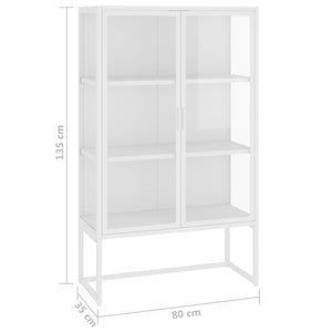 Μπουφές Λευκός 80 x 35 x 135 εκ. από Ατσάλι και Ψημένο Γυαλί - Pakobazaar