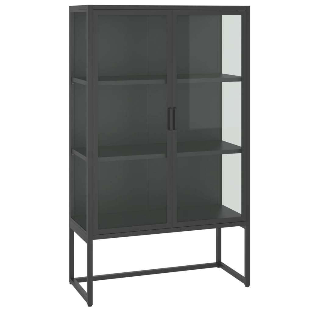 Μπουφές Ανθρακί 80 x 35 x 135 εκ. από Ατσάλι και Ψημένο Γυαλί - Pakobazaar
