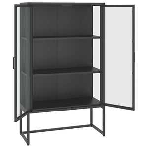 Μπουφές Ανθρακί 80 x 35 x 135 εκ. από Ατσάλι και Ψημένο Γυαλί - Pakobazaar