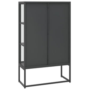 Μπουφές Ανθρακί 80 x 35 x 135 εκ. από Ατσάλι και Ψημένο Γυαλί - Pakobazaar