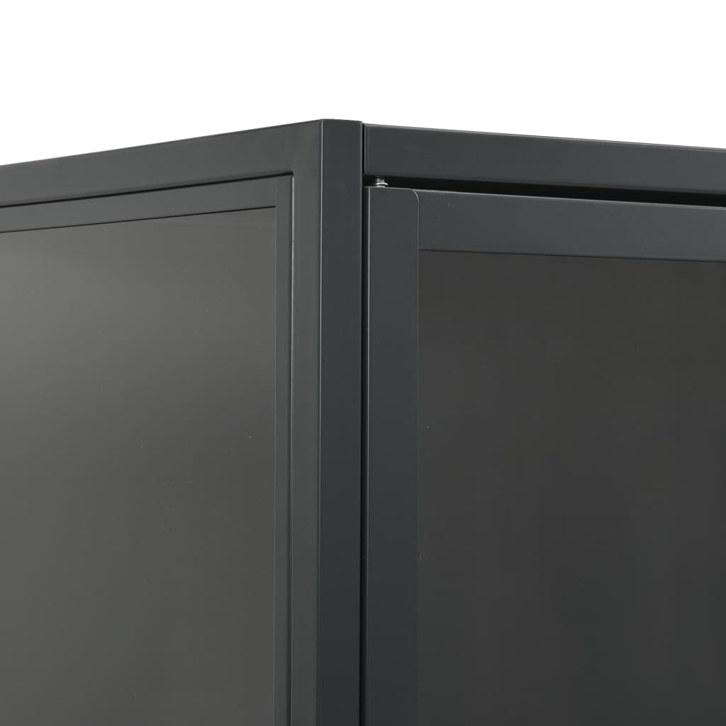 Μπουφές Ανθρακί 80 x 35 x 135 εκ. από Ατσάλι και Ψημένο Γυαλί - Pakobazaar