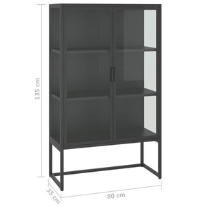 Μπουφές Ανθρακί 80 x 35 x 135 εκ. από Ατσάλι και Ψημένο Γυαλί - Pakobazaar