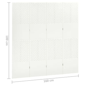 Διαχωριστικό Δωματίου με 4 Πάνελ Λευκό 160 x 180 εκ. από Ατσάλι