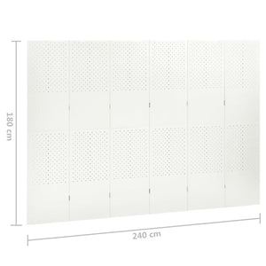 Διαχωριστικό Δωματίου με 6 Πάνελ Λευκό 240 x 180 εκ. από Ατσάλι