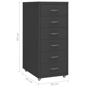 Αρχειοθήκη Φορητή Ανθρακί 28 x 41 x 69 εκ. Μεταλλική - Pakobazaar