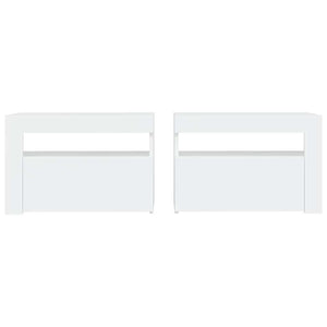 Κομοδίνα με LED 2 τεμ. Λευκό 60 x 35 x 40 εκ. - PAKOBAZAAR