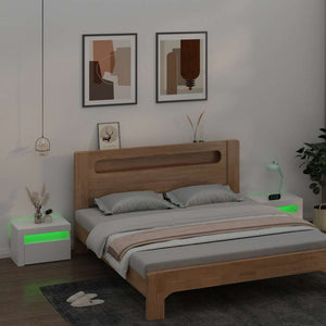 Κομοδίνα με LED 2 τεμ. Λευκό 60 x 35 x 40 εκ. - PAKOBAZAAR