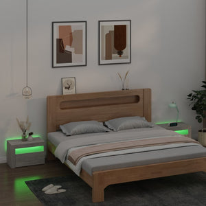 Κομοδίνα με LED 2 τεμ. Γκρι Σκυρ. 60 x 35 x 40 εκ. - PAKOBAZAAR