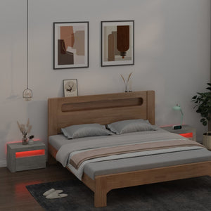 Κομοδίνα με LED 2 τεμ. Γκρι Σκυρ. 60 x 35 x 40 εκ. - PAKOBAZAAR