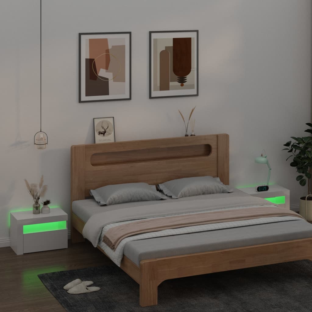 Κομοδίνα 2 τεμ. Γυαλιστερό Λευκό 60 x 35 x 40 εκ. με LED