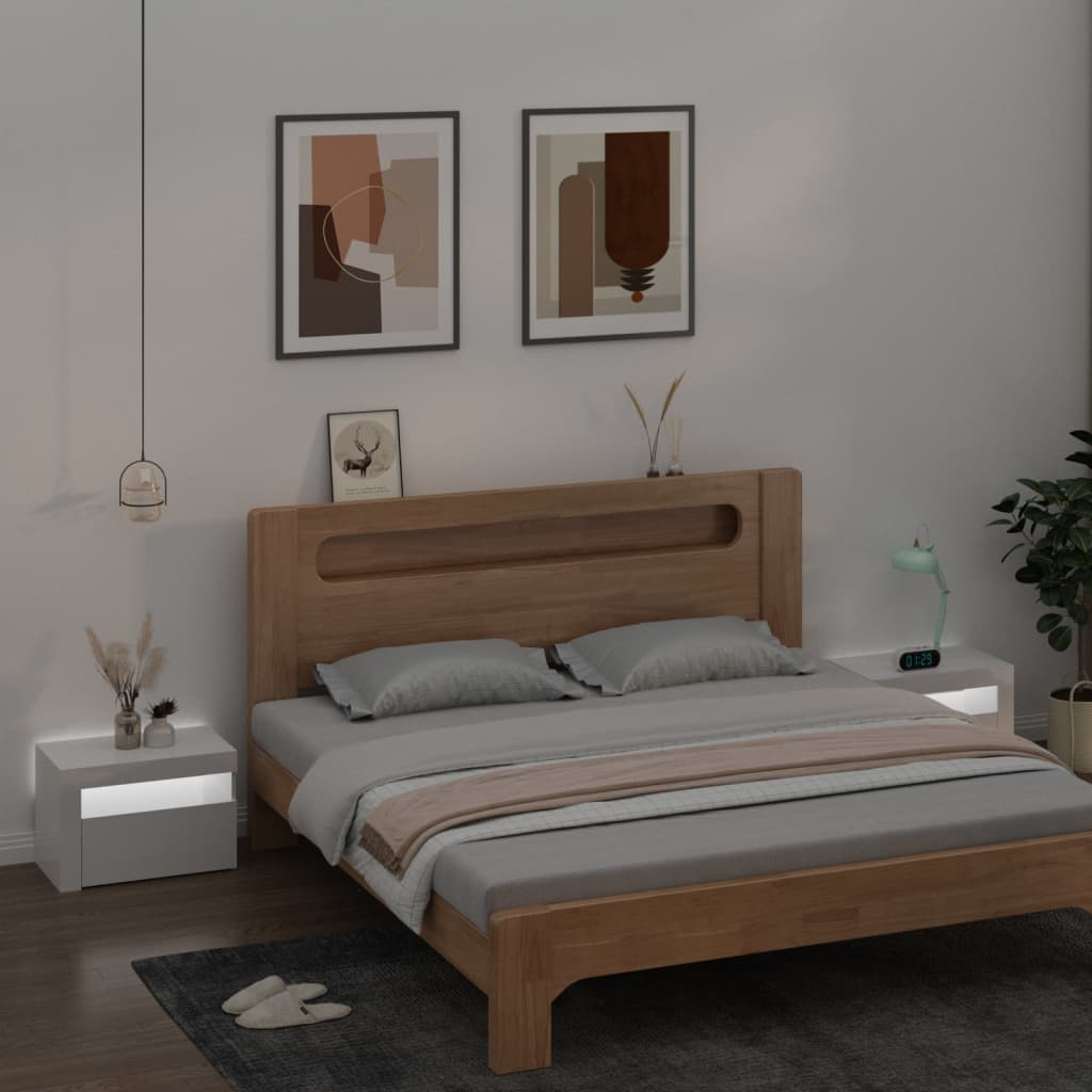 Κομοδίνα 2 τεμ. Γυαλιστερό Λευκό 60 x 35 x 40 εκ. με LED