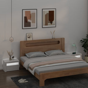 Κομοδίνα 2 τεμ. Γυαλιστερό Λευκό 60 x 35 x 40 εκ. με LED