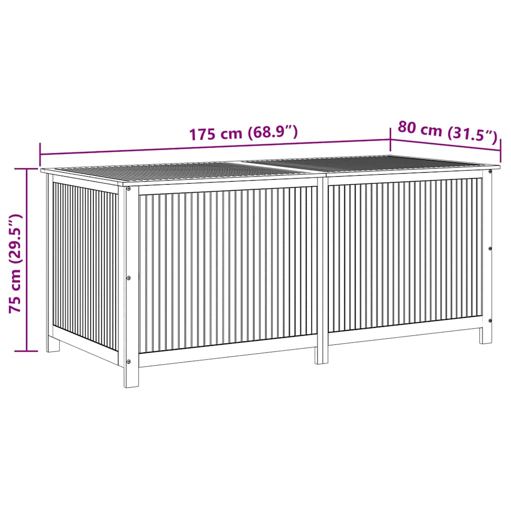 Μπαούλο Αποθήκευσης Κήπου 175x80x75 εκ. από Μασίφ Ξύλο Ακακίας