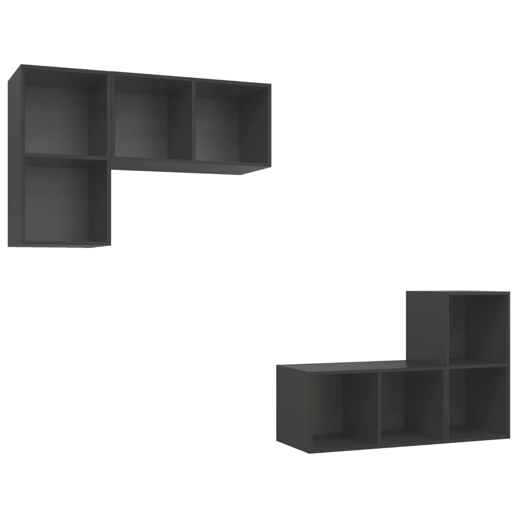 Έπιπλο Τηλεόρασης Κρεμαστό 4 τεμ. Γκρι από Επεξ. Ξύλο - PAKOBAZAAR