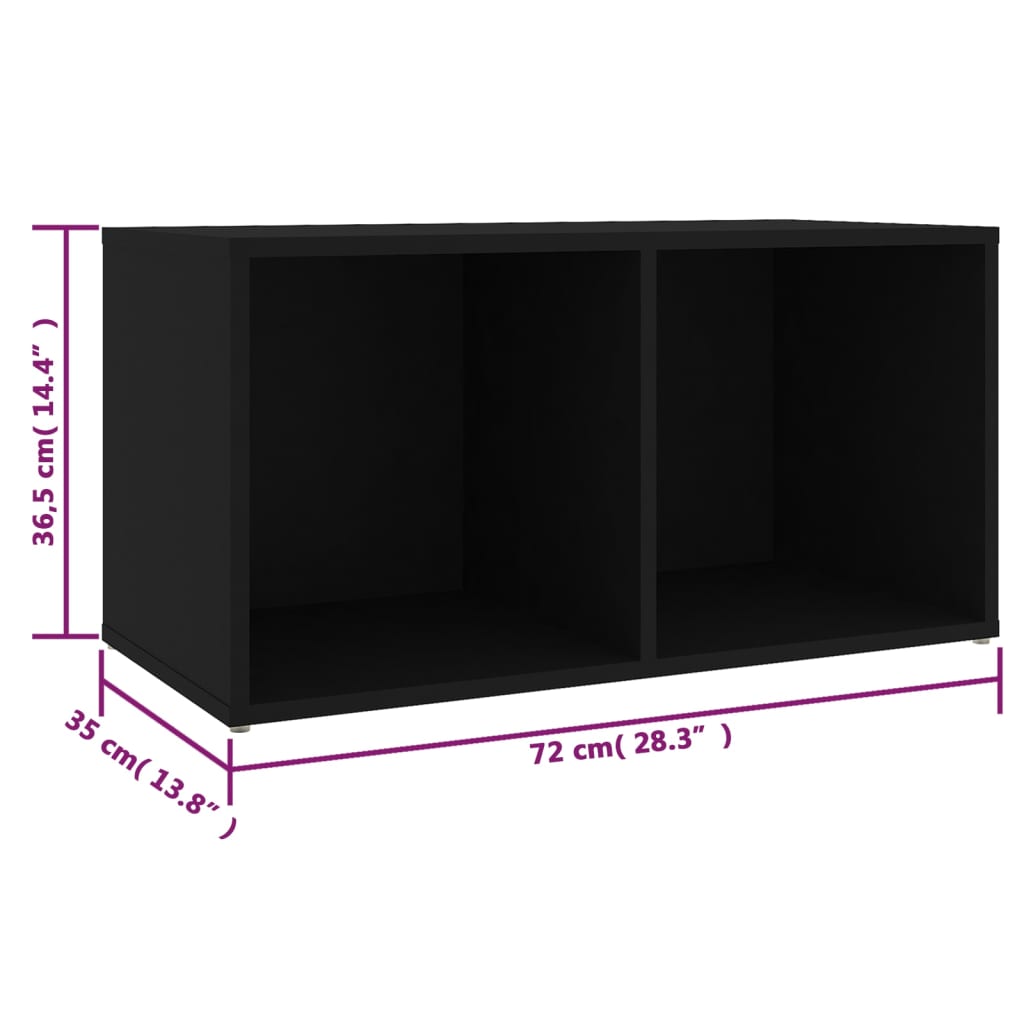Έπιπλα Τηλεόρασης 2 τεμ. Μαύρα 72 x 35 x 36,5 εκ. Μοριοσανίδα