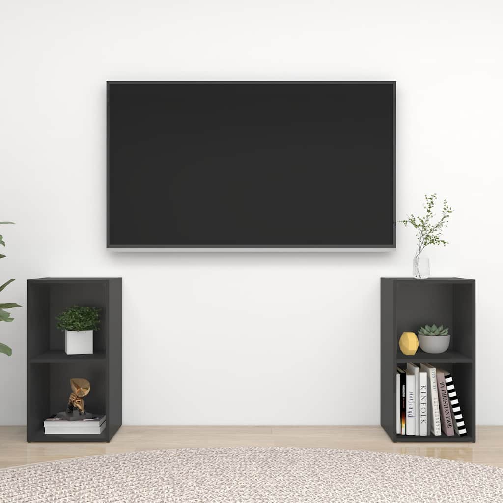 Έπιπλα Τηλεόρασης 2 τεμ. Γκρι 72 x 35 x 36,5 εκ. Επεξ. Ξύλο