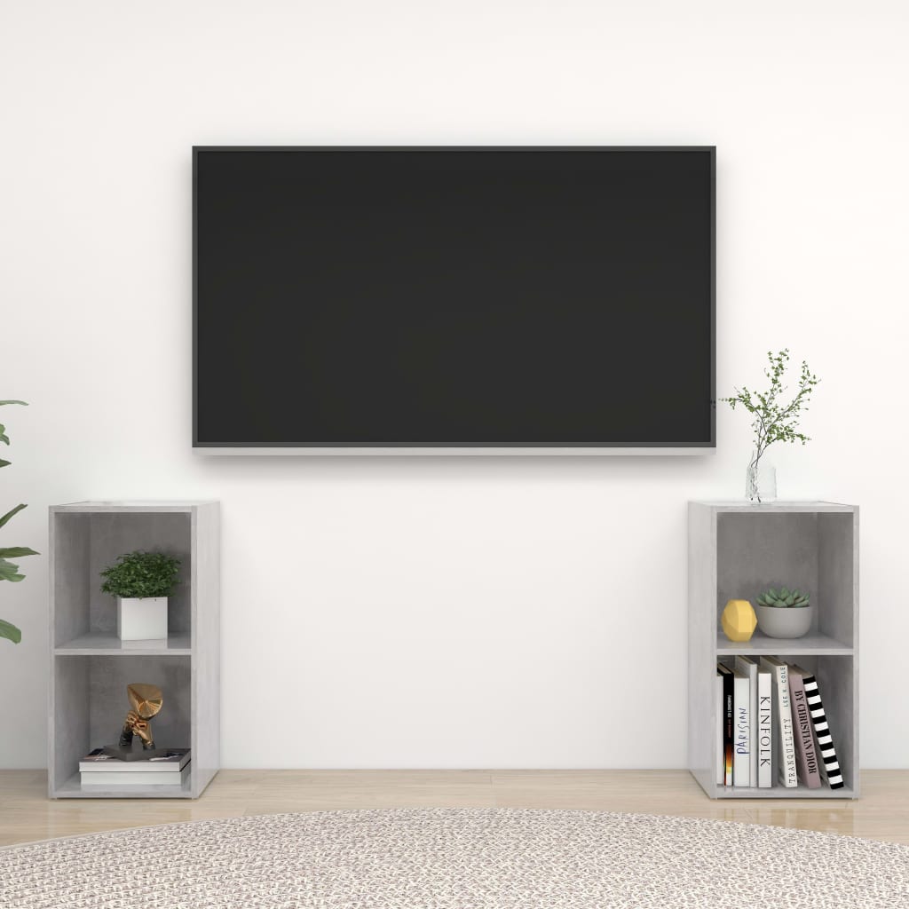 Έπιπλα Τηλεόρασης 2 τεμ. Γκρι Σκυρ. 72x35x36,5 εκ. Επεξ. Ξύλο - PAKOBAZAAR