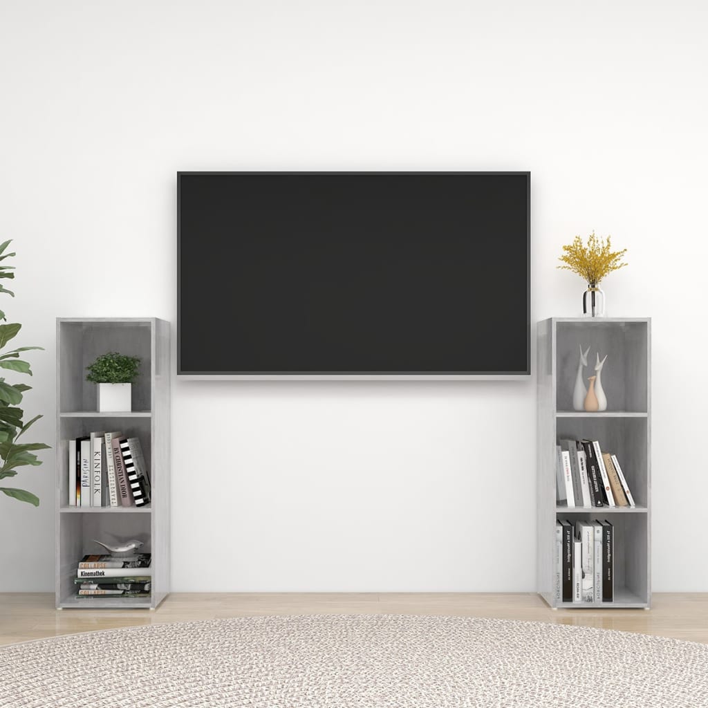 Έπιπλα Τηλεόρασης 2 τεμ. Γκρι Σκυρ. 107x35x37 εκ. Μοριοσανίδα - PAKOBAZAAR