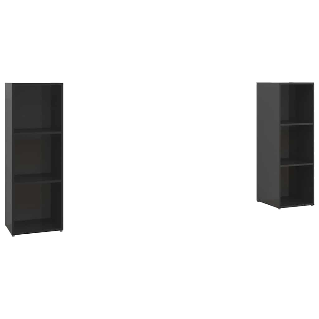 Έπιπλα Τηλεόρασης 2 τεμ. Γυαλ. Μαύρα 107x35x37εκ. Μοριοσανίδα - Pakobazaar
