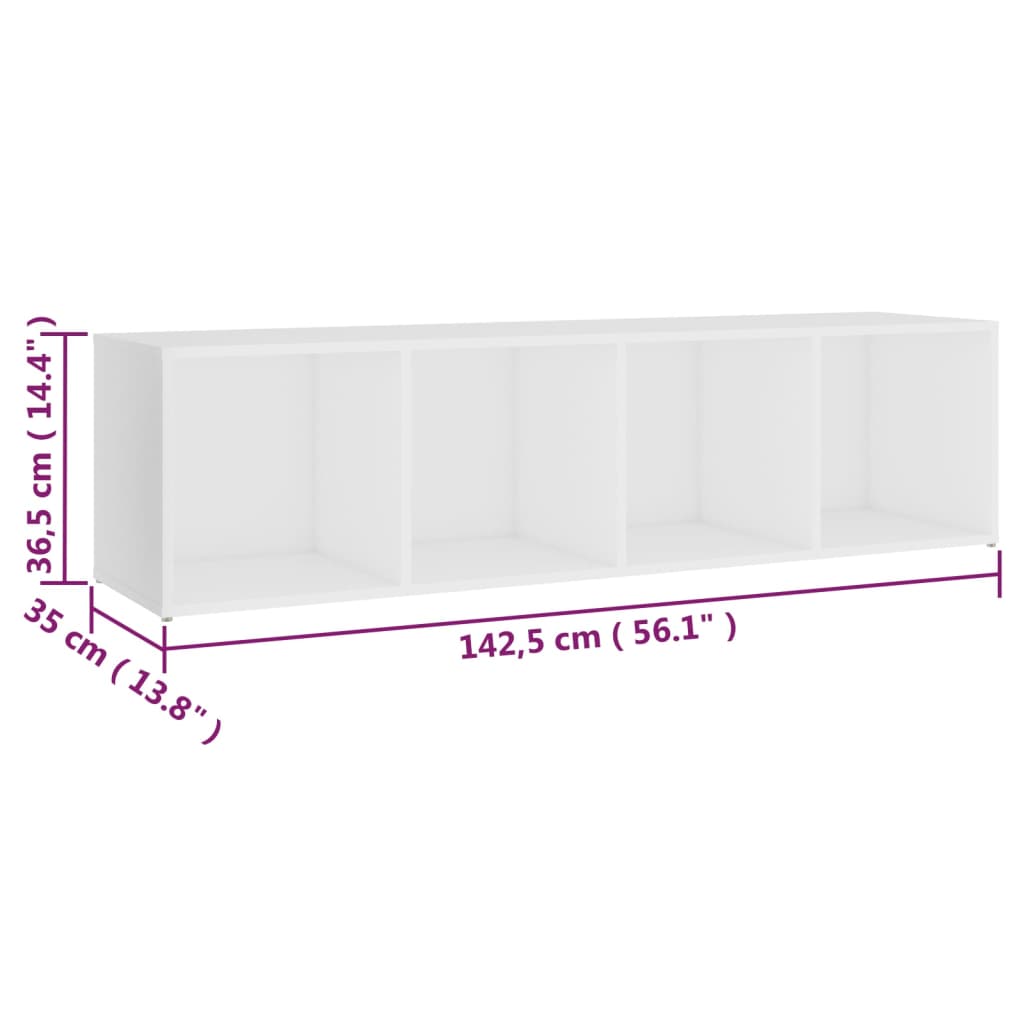 Έπιπλα Τηλεόρασης 2 τεμ. Λευκά 142,5x35x36,5 εκ. Μοριοσανίδα