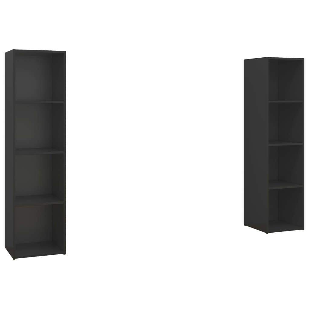 Έπιπλα Τηλεόρασης 2 τεμ. Μαύρα 142,5x35x36,5 εκ. Μοριοσανίδα